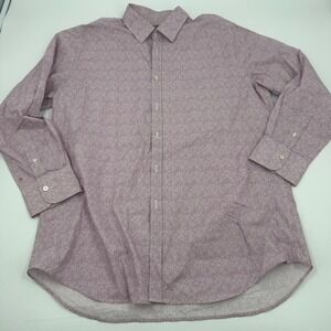 Canali Dress Shirt Floral Print Button Up Long Sleeve Made in Italy XL Read Desc